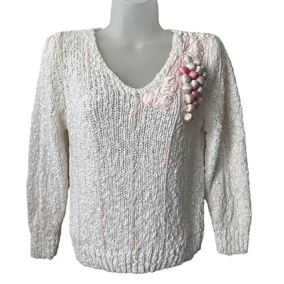 VINTAGE 80s Bonnie and Bill New York Soft Sculpture Grapes Sweater Size Small - Picture 1 of 3